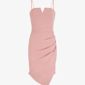 Vestido ajustado liso efecto drapeado - Rosa