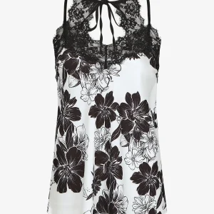 Caraco de encaje con estampado floral - Blanco