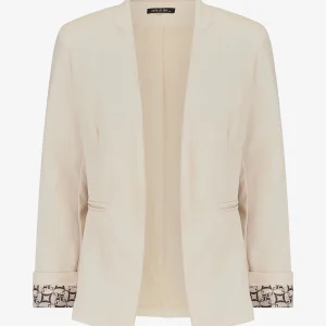 Blazer con mangas de puños estampados - Beis