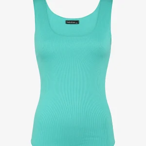 Camiseta de tirantes acanalada con cuello redondo - Turquesa