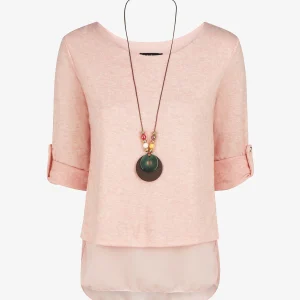 Jersey recto liso forro de gasa. - Rosa