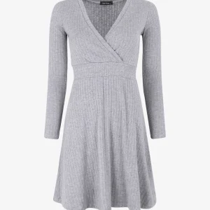 Vestido suéter liso corte de patinadora - Gris