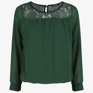Top unido en gasa y encaje. - Verde