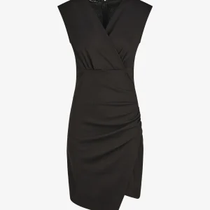 Vestido tubo liso y efecto drapeado - Negro