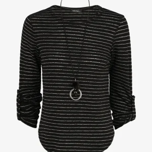 Jersey holgado a rayas iridiscentes - Negro