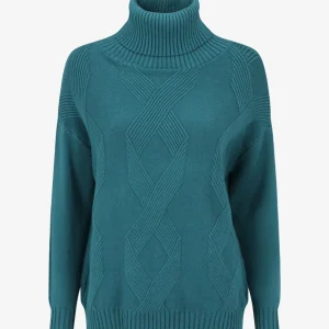 Jersey liso de cuello alto - Azul pato