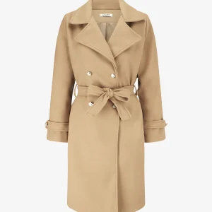 Abrigo largo con botones decorativos en la espalda - Camello