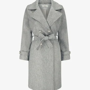 Abrigo largo con botones decorativos en la espalda - Gris