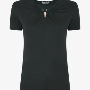 Camiseta con aplique dorado - Negro