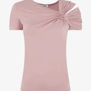 Camiseta con hombro drapeado - Rosa viejo