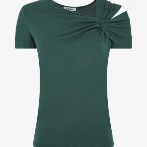 Camiseta con hombro drapeado - Verde abeto