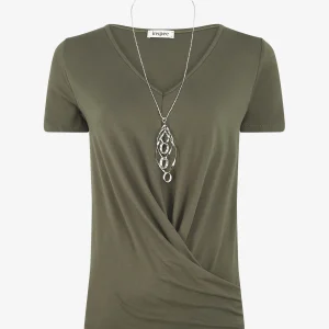 Camiseta con bordes cruzados - Caqui