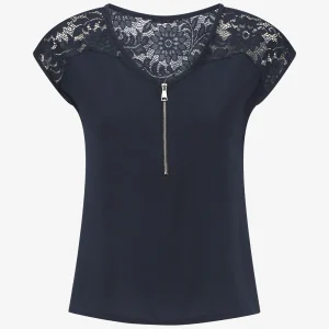 Top unido con cremallera y encaje - Marine