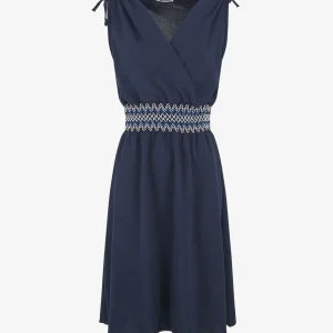 Vestido con banda ancha elástica estampado zigzag - Marine