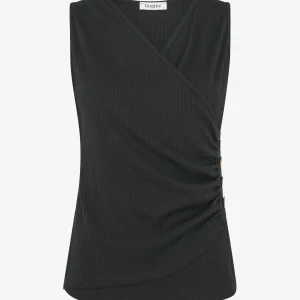 Top unido con cuello cruzado - Negro